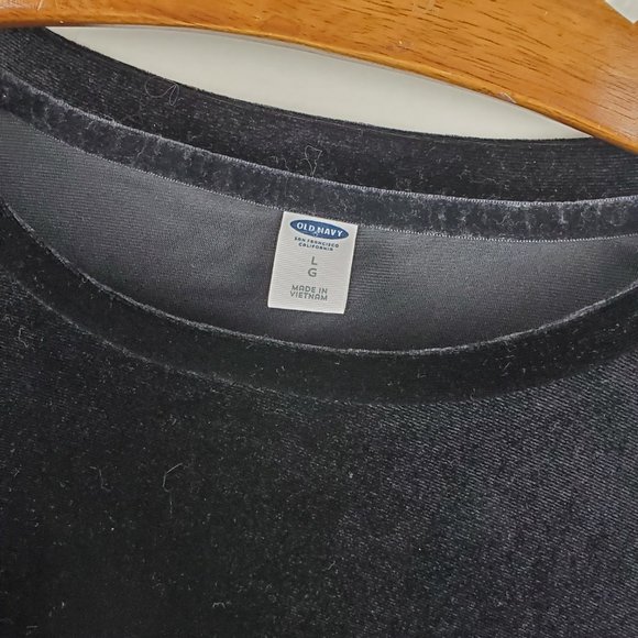 Old Navy Women's Black Velour Short Sleeve Round Neck Top Spring L Large - Picture 2 of 9